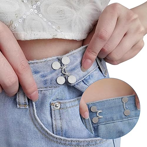 Lot de 8 Bouton Jean Clipsable Ajustable, Serre Taille pour Jean, 2 Style Boucle en Jeans Clipsable, Boutons de Pantalon Amovibles, Adaptable à Toutes Tailles, Pas de Couture ni d'outils - Nail Gallerys
