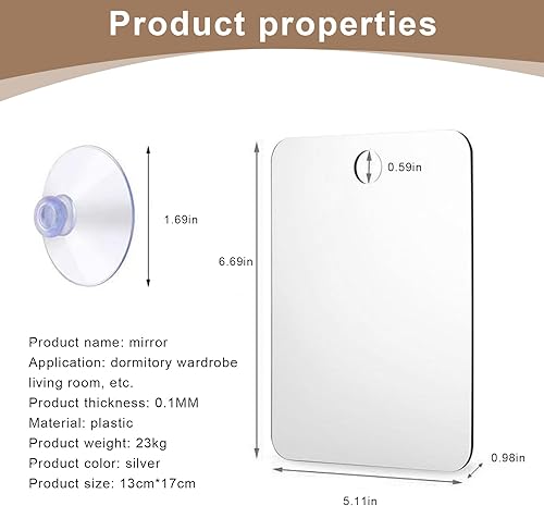 1 miroir de douche pour le rasage, miroir de salle de bain anti-buée avec crochet à ventouse amovible, miroir portable en acrylique incassable pour voyage, camping, maquillage et salle de bain - Nail Gallerys