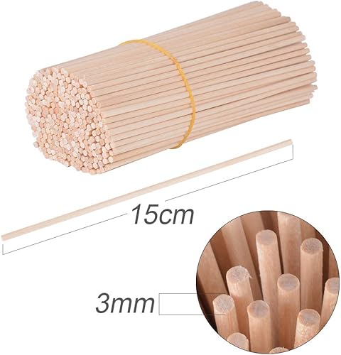 300pcs 15cm Bâtonnet Rond en Bois Naturel Bâton Barre Cheville de Bois Rond Goujons pour DIY Craft Bricolage Projets d'Artisanat Construction de Modèle - Nail Gallerys