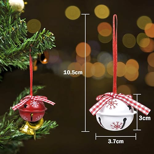 LEMESO Kit de Cloches et Grelots de Noël, Décoration pour Arbre de Noël, Ornements Pendentifs Jingle Bells Rouge et Blanc 12 pièces - Nail Gallerys