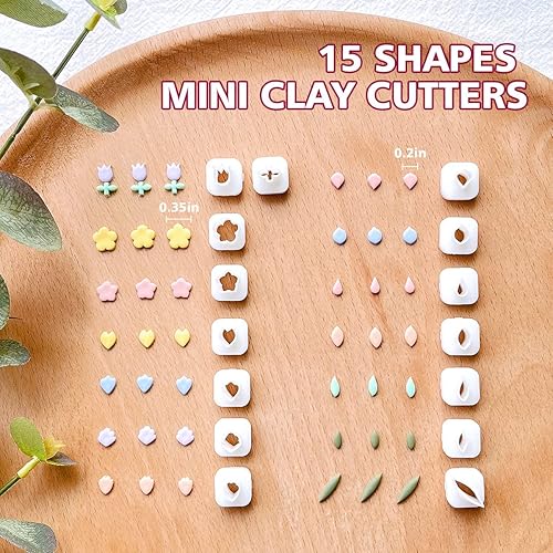 Keoker Mini emporte-pièces en argile polymère – 15 formes de mini fleurs en argile polymère pour la fabrication de boucles d'oreilles, ensemble de coupe-boucles d'oreilles en argile polymère pour - Nail Gallerys