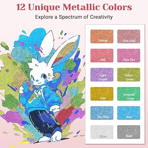 Funnasting Marqueurs Métalliques Feutres, 12 Couleurs Feutre Metallique pour Album Photo Scrapbooking Materiel, Stylo Feutre pour Porcelaine,La Peinture CéRamique, Verre, Pierre, DéCoration En Bois - Nail Gallerys