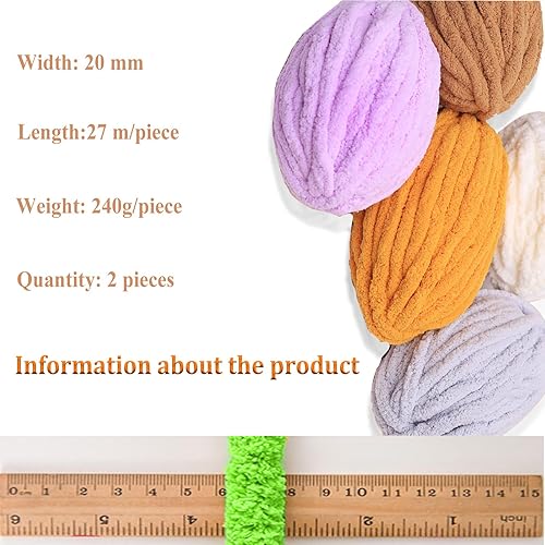 Fil de Crochet en Tricot(2 Pièces),Chunky Tricoter Épais,Fil Épais à Crocheter ou Tricoter,Grosse Laine à Tricoter à la Main,Fil de Laine à Tricoter pour Tricoter Couvertures,Écharpes (Blanc laiteux) - Nail Gallerys