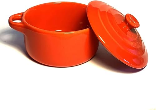 Hobby Tech Lot de 3 Mini Cocottes Rouges Céramique Double Poignées avec Couvercle 13,5cm x 8cm Contenance Moule 200ml Ramequin Résistant Haute Température Four pour Petits Plats (Rouge, Lot de 3) - Nail Gallerys