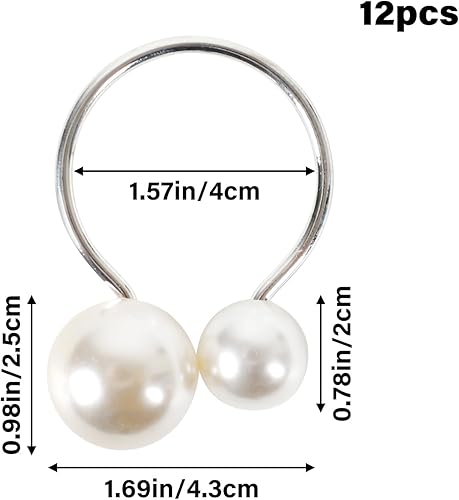 LIPJISL Lot de 12 ronds de serviette en forme de U vintage en métal avec perles pour mariage, fête, Noël, anniversaire, argent - Nail Gallerys