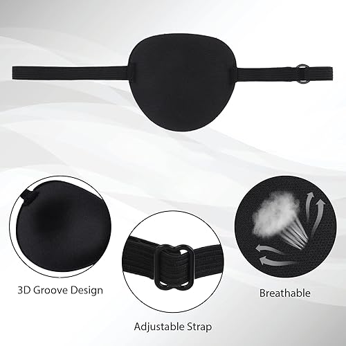 SinChic Patch d'oeil,4 PCS Cache-Oeil Masque pour Les Yeux Réglable Cache Oeil Pirate Oeil Patch avec Boucle pour Adultes et Enfants Cosplay Party Halloween Mascarade Habillage Noir - Nail Gallerys