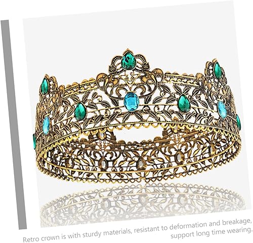 VICASKY Couronne de mariage pour hommes couronne de roi antique couronne de costume de fête seigneur couronne d'hommes adultes accessoire de couronne couronnes pour hommes Alliage strass - Nail Gallerys