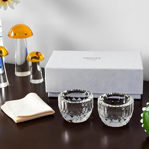 Lot de 2 bougeoirs en cristal de 6,9 x 3,5 cm, bougeoirs en cristal pour table, mariage, pendaison de crémaillère, décoration de table - Nail Gallerys