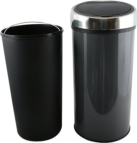 MSV Poubelle Touch de Cuisine INOX 30L Gris Anthracite - Nail Gallerys