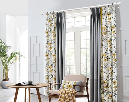 HOTOZON Tringle à rideaux extensible avec embouts simples avec supports Blanc 80-305 cm de diamètre 25 mm - Nail Gallerys