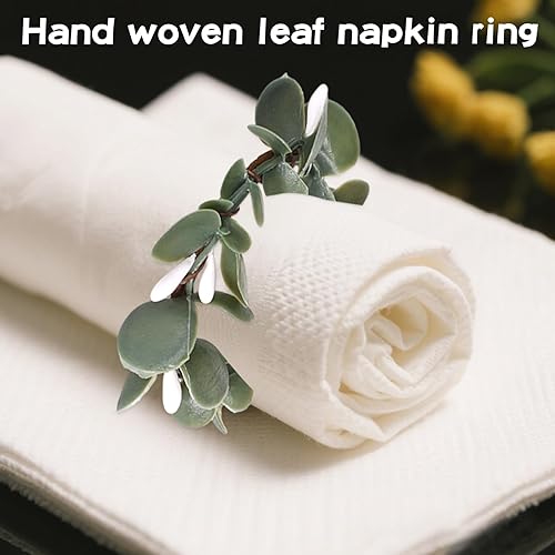12 Pièces Anneaux de Serviette, Fermoirs de Serviette en Feuilles Tricotés à la Main, Réutilisables pour Les Réunions de Famille, Noël, Thanksgiving, Pique-Niques, Décorations - Nail Gallerys