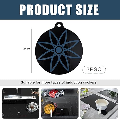 Tapis Plaque Induction,3 Pièces Protege Plaque Induction,Changement de Couleur Thermosensible,Protection Plaque Induction en Silicone,Anti-Dérapant,Anti-Tache et Anti-Rayure,24x26cm - Nail Gallerys