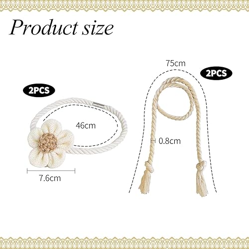YSJCHEBS Pack De 2 Cordons De Rideaux Floraux, 2 Rideaux À Cravates en Ficelle, Attaches De Rideaux Boho, Fleurs Magnétiques pour Attaches De Rideaux, Attaches Magnétiques pour Rideaux - Nail Gallerys