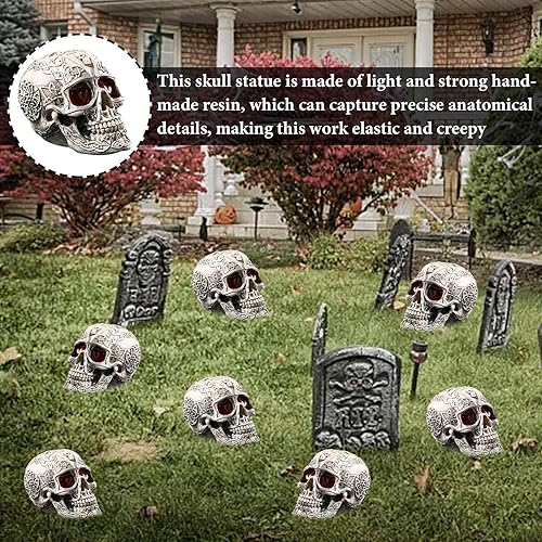 Sakamura Statue de crâne d'Halloween – Tête de mort humaine réaliste de taille réelle, imitation anatomique humaine pour décoration d'intérieur - Nail Gallerys