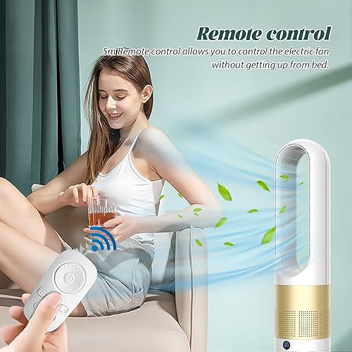 18' Ventilateur Sans Pale, Ventilateur Colonne Silencieux, Ventilateur De Sol Oscillant à 80, Avec Minuterie 8 Heures, TéLéCommande, éConomie D'éNergie, Pour Chambre à Coucher, Bureau (Couleur or) - Nail Gallerys