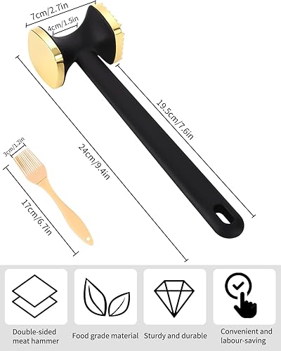 SOBEAU Attendrisseur à viande et attendrisseur d'escalopes, double face anti-adhésif, marteau à viande avec poignée antidérapante, marteau à viande pour steak, poulet, porc, côtelette, passe au - Nail Gallerys