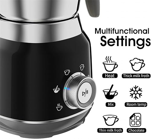 Mousseur à lait électrique avec plusieurs réglages, contrôle de la température 45-65°C, design amovible pour mousse chaude et température ambiante - Nail Gallerys