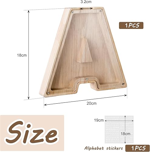 Kinsinder Tirelire en Bois en Forme de Lettre, Alphabet Tirelire Créative, Grand Lettre Tirelire Cochon Personnalisée pour Enfants, Cadeaux de Festivals, Décoration Intérieure, Souvenir (M) - Nail Gallerys