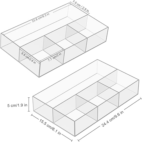 JessLab Organisateur Acrylique pour Tiroir, Boîtes de Rangement Transparentes, Lot de 2, 2 Niveaux, Organisateur de Maquillage Durable et Élégant pour Coiffeuse, Rouge à Lèvres, Pinceaux, Bijoux - Nail Gallerys