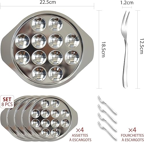 Assiette Escargot, 4 Pièces-12 Trous En Acier Inoxydable, Plat D'escargot - Assiette à Huîtres Assiette De Service Aux Champignons Service à Escargots En Métal Couverts à Escargots - Nail Gallerys