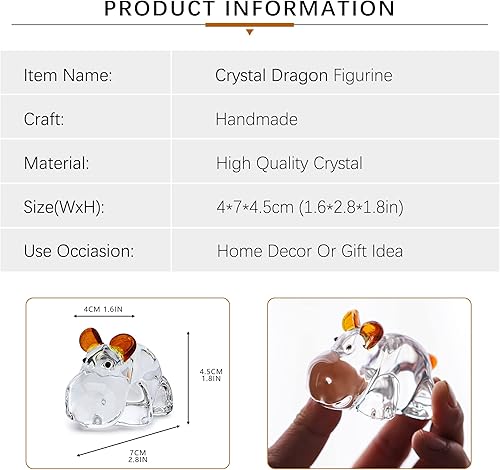 HDCRYSTALGIFTS Hippopotame en cristal de 6,3 cm pour Noël - Figurine hippopotame à collectionner - Statues d'hippopotame en verre - Presse-papier - Décoration créative - Cadeau pour les amoureux des - Nail Gallerys