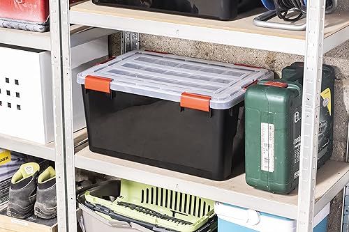 Iris Ohyama, Boite Rangement Hermétique Plastique, 30L, Lot de 4, Transparent, Couvercle, Joint Etanche, Clips de Fermeture, Empilable, pour Exterieur, Garage, Vetement, Anti Poussiere, WSB-30 - Nail Gallerys