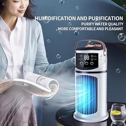Portable Air Conditioner, Personal Cooling Fan, Evaporative AC Unit, Quiet Humidifying Breeze, USB Powered Desktop Airflow for Bedroom Offices and Travel Use, 10.63x6.1x6.1 Inches - Nail Gallerys