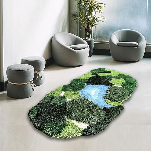 THRILRUG Tapis de Bain à Poils Longs en Mousse 3D 52 x 88 cm, Tapis de Bain antidérapant touffeté, Ultra Doux, Lavable, en Forme de Feuilles de Plantes pour Enfants, Animaux domestiques - Nail Gallerys