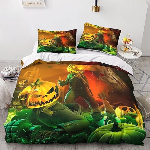 VOLDAX Parure De Lit Helloween avec Housse De Couette Et Taie d'oreiller,Microfibre,Impression Numérique Heavy Metal Rock Band 3D,Single（135x200cm） - Nail Gallerys