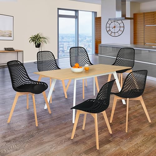 IDMarket - Lot de 6 chaises Mandy Noires pour Salle à Manger - Nail Gallerys