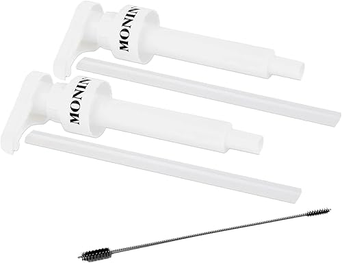Lot de 2 pompes à sirop d'origine pour sirop Monin 0,7 l - Pompe doseuse en verre pour 5 ml + 1 brosse de nettoyage ZZ-Clan compatible avec le tube montant - Nail Gallerys