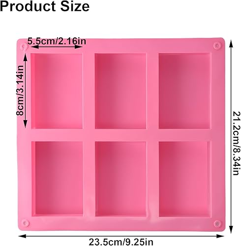 3 Pièces 6 Cavités Moule Savon Fait Maison, Moule à Savon Rectangulaire en Silicone, Moules à Savon Fait Maison Hand Made, Moule Barre de Céréales pour DIY Gâteaux, Muffins (Rose, Bleu, Violet) - Nail Gallerys