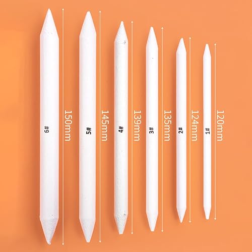 XOXVURI Lot de 6 Estompeur Dessin Stylos Mélangeurs Estompe en Papier Dessin Materiel Dessin pour Artistes Étudiants pour Sketch Crayon Dessin, Blanc - Nail Gallerys