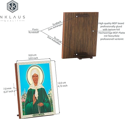 NKlaus Sainte Matrona 13917 icône en bois chrétienne orthodoxe bénédiction 10 x 12 cm - Nail Gallerys
