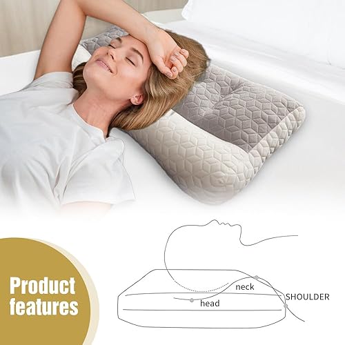 Eadwe Oreiller orthopédique pour sommeil profond, oreiller orthopédique pour apnée du sommeil, oreiller ergonomique pour le cou et les épaules, oreiller pour dormeurs sur le côté, le dos et le ventre - Nail Gallerys
