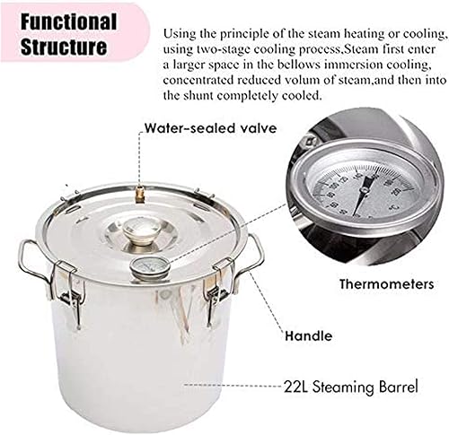 HKMA Distillateur d'huiles essentielles d'eau, kit Maison en Acier Inoxydable avec thermomètre,8l/2gal - Nail Gallerys