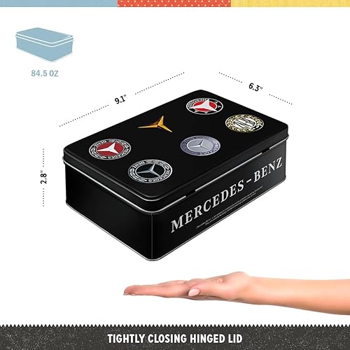 Nostalgic-Art Boîte rétro plat, Mercedes-Benz – Logo – Idée de cadeau pour fans d'automobiles, Récipient avec couvercle, Design vintage, 2,5 l - Nail Gallerys