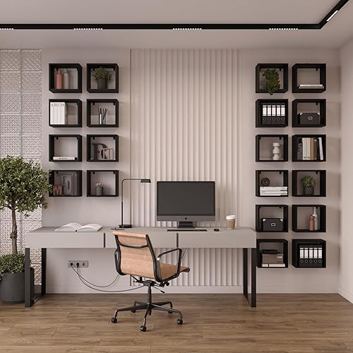 KUBUTKU Modern Lot de 4 Etagere Murale Design carrées 30 x 33 x 18 cm Bibliotheque Murale Suspendue pour Salon Chambre Bureau et Cuisine - Blanc - Nail Gallerys