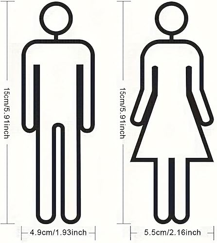 OYIWINMI Plaque de WC en acrylique noire autoadhésive - Symbole pictogramme - Pour invités, WC, homme et femme - Nail Gallerys