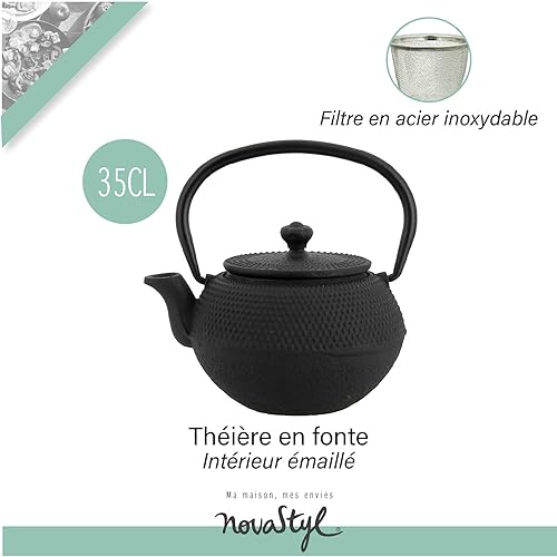 NOVASTYL – Théière en fonte noire OSAKA – 35CL - Inspirée de l'art japonais - 7321422 - Nail Gallerys