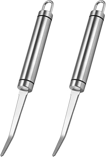 CANCYCC Lot de 2 couteaux à pamplemousse professionnels de 21 cm en acier inoxydable avec double bord dentelé et extrémité incurvée, cuillère à pamplemousse avec boucle de suspension intégrée - Nail Gallerys
