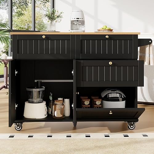 OOIILLEE Îlot de Cuisine Moderne, Chariot de Salle à Manger en Grain de Bois, Chariot de Salle à Manger avec Espace de Rangement, avec Armoire Fonctionnelle télescopique, Blanc - Nail Gallerys