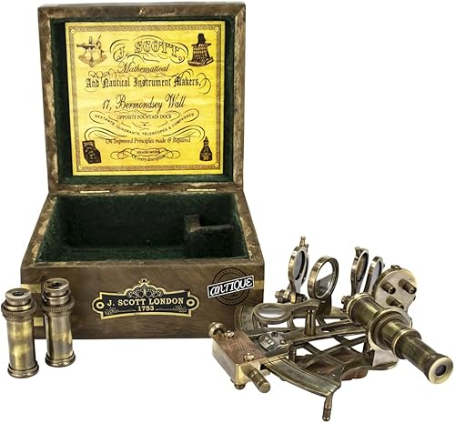 Sextant vintage nautique en laiton antique avec boîte en bois marin marin victorien astrolabe sextant table maison bateau décoration cadeaux - Nail Gallerys