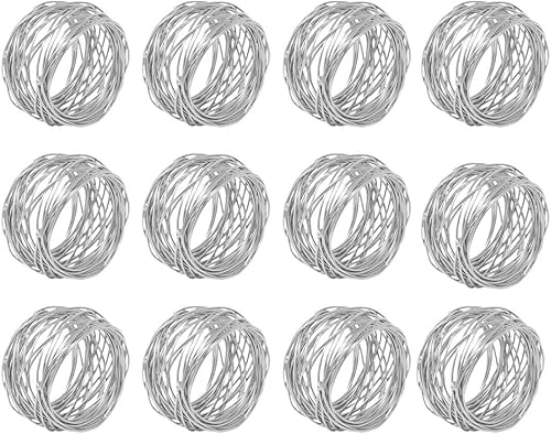 Kaizen Casa Lot de 12 ronds de serviette ronds en maille faite à la main pour salle à manger, fêtes quotidiennes (argent, 12) - Nail Gallerys