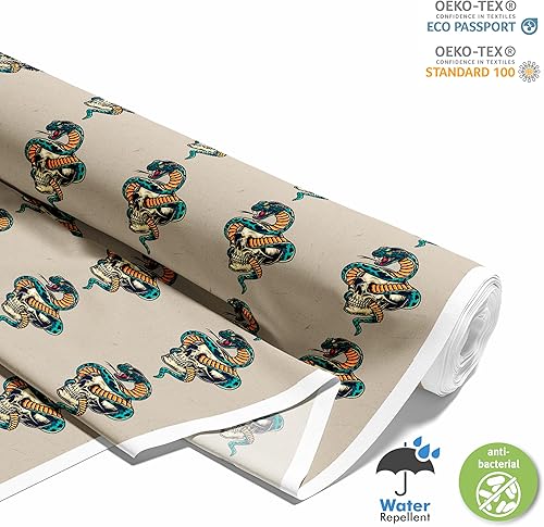 HEKO PANELS Oxford Tissu Imperméable Au Mètre Polyester De Couture D'ameublement Tissus Pour Mobilier Décorative Artisanat Rembourrage Crâne Hippie Peace And Love 1 Mètre 155 x 100 cm - Nail Gallerys