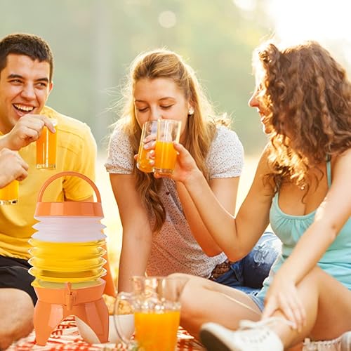 Dispensateur de boissons pliables avec robinet et support de 5,5 L de distributeur d'eau en plastique en plastique avec un distributeur de boissons à la poignée pour les fêtes de barbecue en extérieu - Nail Gallerys