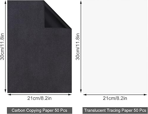 QINREN Lot de 100 feuilles de transfert carbone A4 blanc noir papier transfert graphite papier avec 5 crayons en bois pour traçage, bois, toile - Nail Gallerys