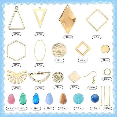 SUNNYCLUE 10 paire de Boucles D'Oreilles Pendantes en Or pour Femme Tendance 2025 paires 304 paires de Connecteurs Géométriques en Acier Inoxydable Carrés et Rhombiques Ensembles de Bijoux Cadeaux D'A - Nail Gallerys