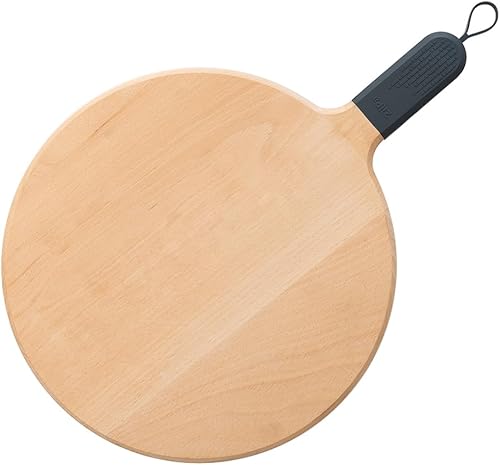 ZiiPa • Planche à Pizza SORA Ø31 cm • Bois de Hêtre Premium • Poignée Silicone Colorée • Design Chic et Résistant (Terracotta) - Nail Gallerys