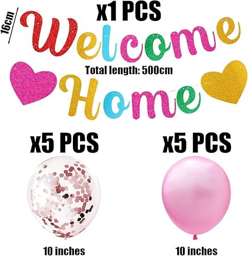 1 bannière de bienvenue à la maison, 10 ballons, décoration d'ambiance de fête, décorations de bébé, accessoires de fond - Nail Gallerys